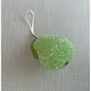 Vintage Artificial Green Beaded Pear Ornament Christmas Decoration
